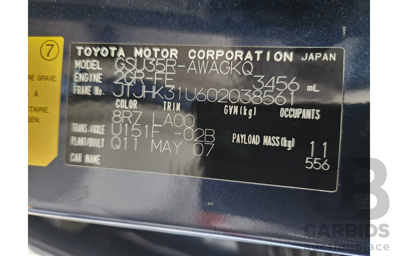 6/2007 Lexus Rx350 Sports Luxury GSU35R 07 UPGRADE 4d Wagon Purple 3.5L