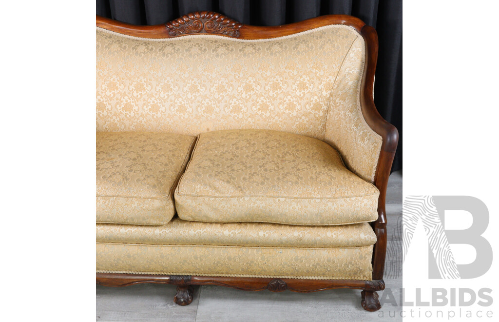 French Antique Hand Carved Two Seater Love Lounge