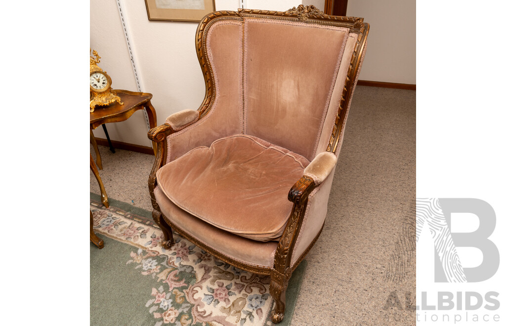 Louis XVI Bergère Armchair with Dusty Pink Upholstery