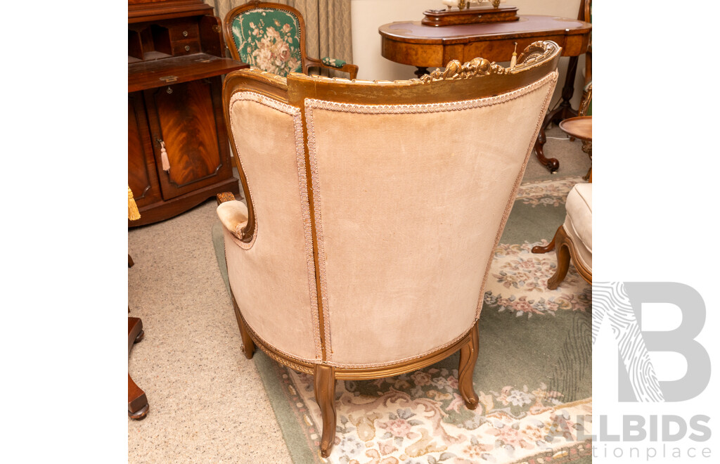 Louis XVI Bergère Armchair with Dusty Pink Upholstery