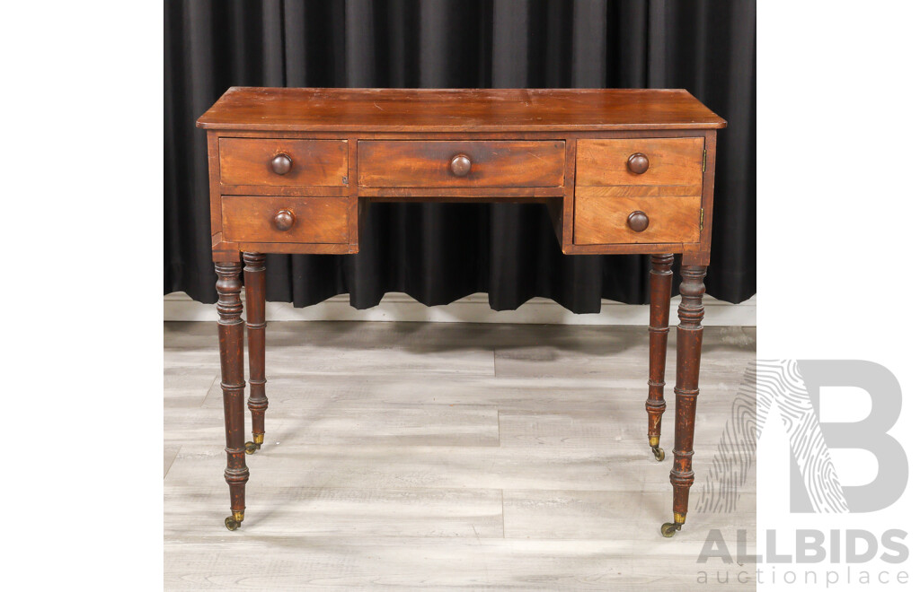 Small Victorian Cedar Three Drawer Desk