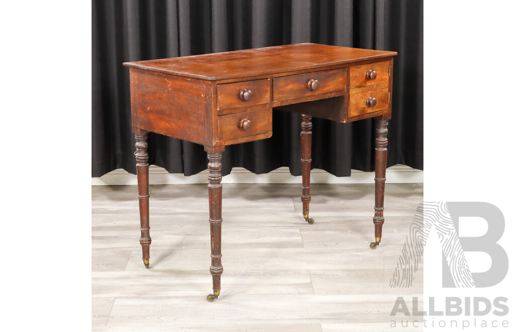 Small Victorian Cedar Three Drawer Desk