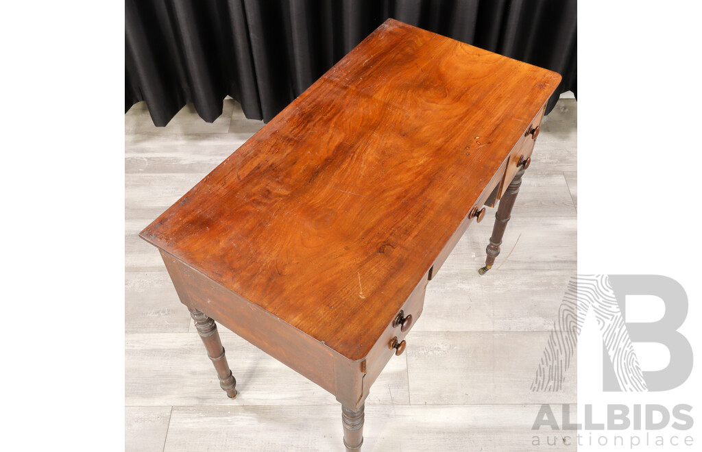 Small Victorian Cedar Three Drawer Desk