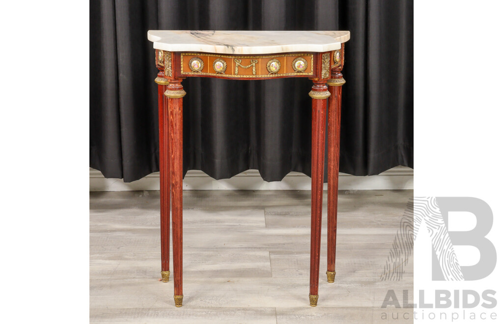 Small Marble Top Serpentine Front Console