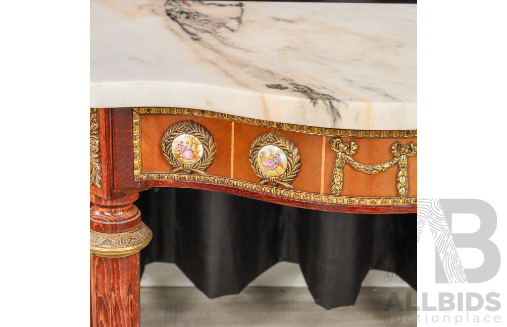 Small Marble Top Serpentine Front Console