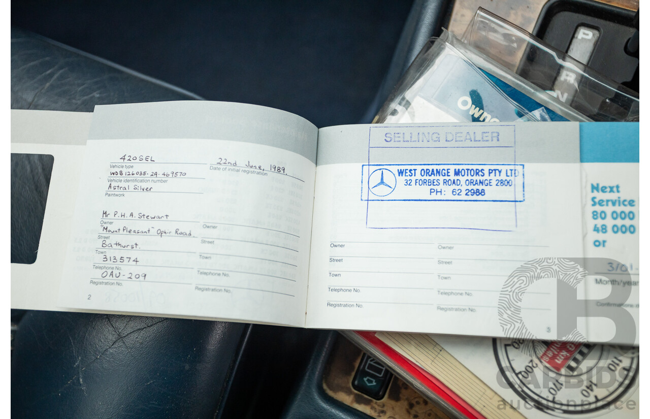 3/1989 Mercedes Benz 420 SEL W126 4d Sedan Astral Silver V8 4.2L