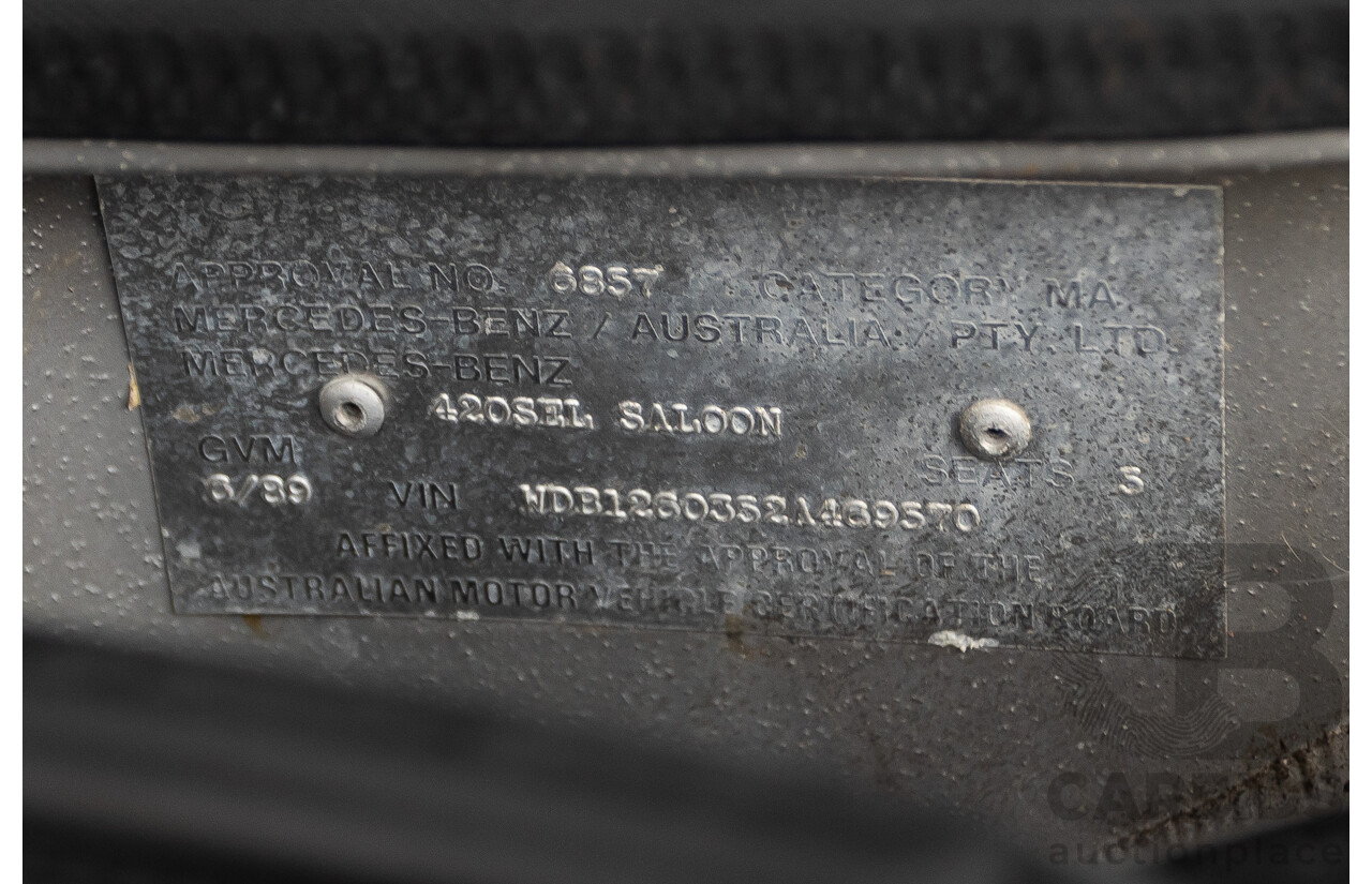 3/1989 Mercedes Benz 420 SEL W126 4d Sedan Astral Silver V8 4.2L