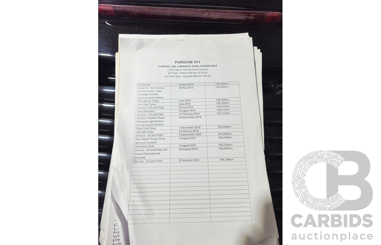 2/2003 Porsche 911 Carrera 996 2d Cabriolet Black 3.6L