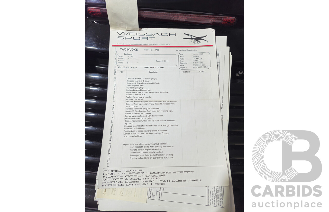 2/2003 Porsche 911 Carrera 996 2d Cabriolet Black 3.6L