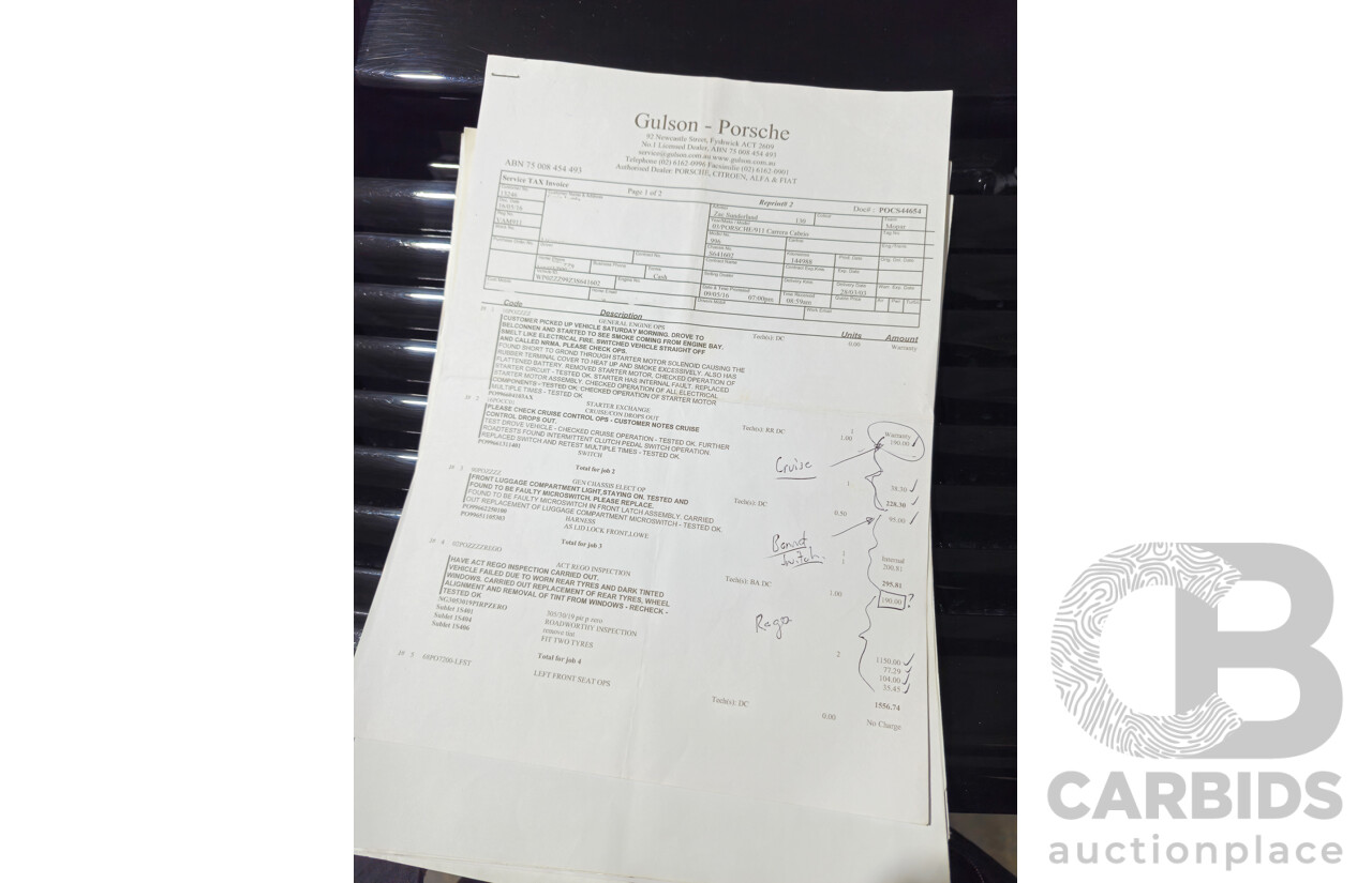 2/2003 Porsche 911 Carrera 996 2d Cabriolet Black 3.6L