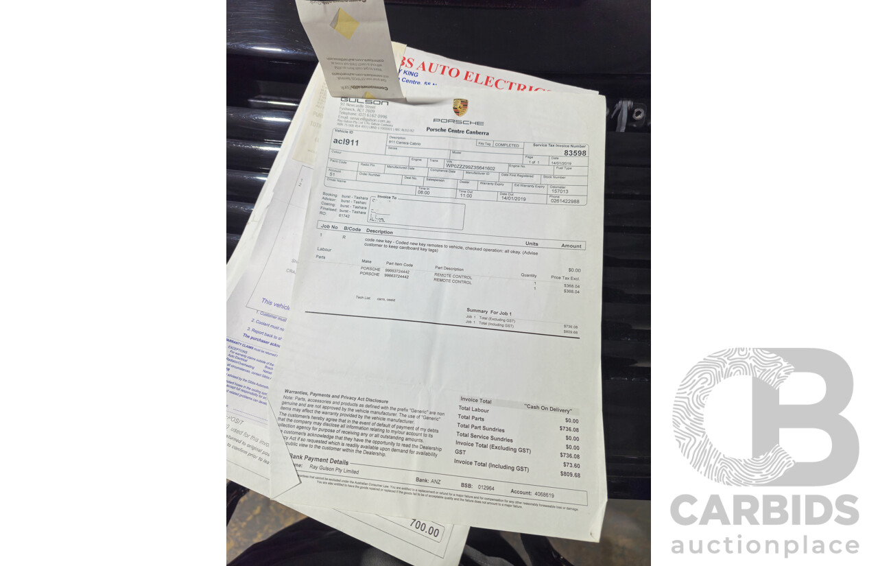 2/2003 Porsche 911 Carrera 996 2d Cabriolet Black 3.6L