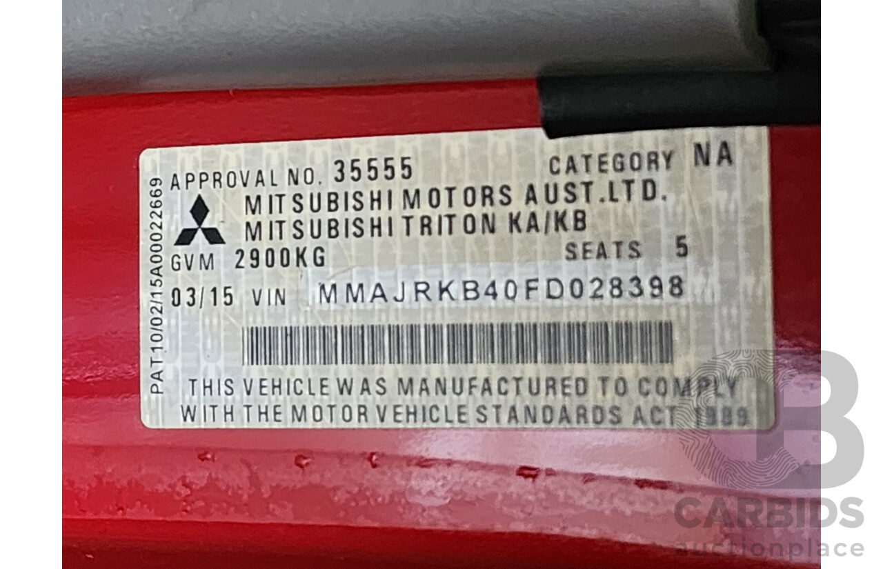 3/2015 Mitsubishi Triton GLX (4x4) MN MY15 Double Cab Utility Red 2.5L