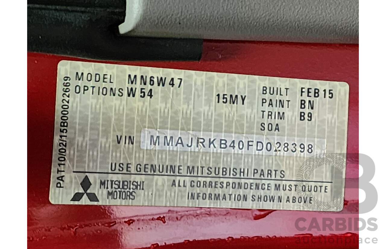 3/2015 Mitsubishi Triton GLX (4x4) MN MY15 Double Cab Utility Red 2.5L