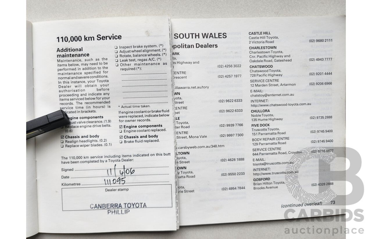 5/1999 Toyota Corolla Conquest SECA AE102R 5d Liftback Maroon 1.8L