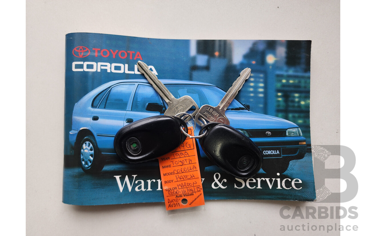 5/1999 Toyota Corolla Conquest SECA AE102R 5d Liftback Maroon 1.8L