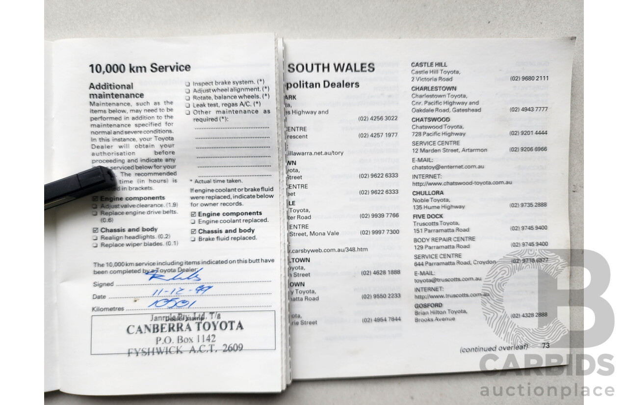 5/1999 Toyota Corolla Conquest SECA AE102R 5d Liftback Maroon 1.8L