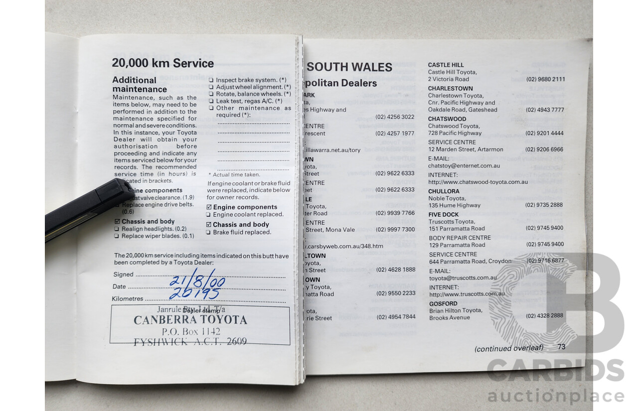 5/1999 Toyota Corolla Conquest SECA AE102R 5d Liftback Maroon 1.8L