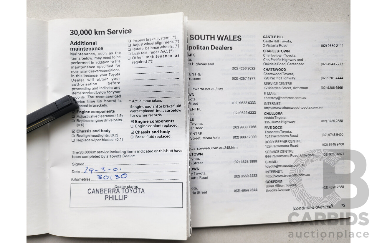 5/1999 Toyota Corolla Conquest SECA AE102R 5d Liftback Maroon 1.8L