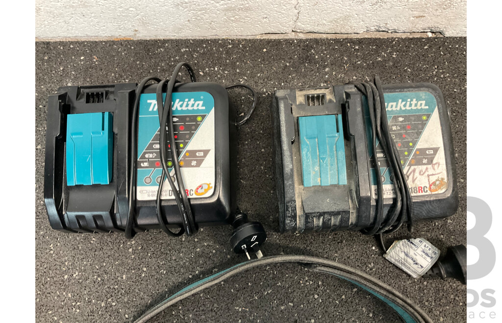 MAKITA DC18RC Battery Charger (x2) and MAKITA Quick Release Belt - Lot of 3