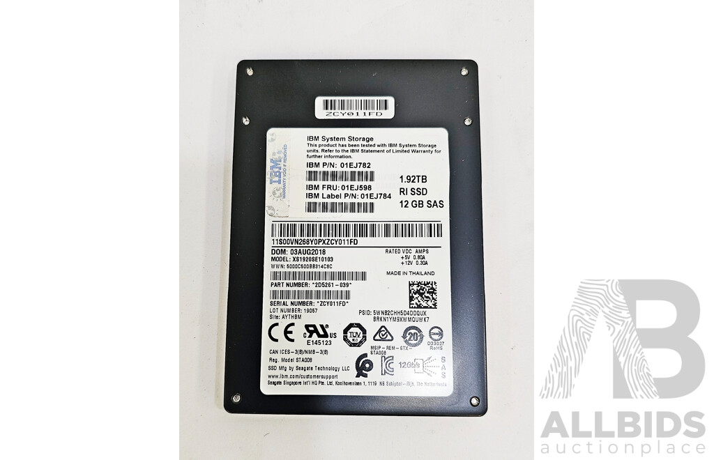 IBM (01EJ782) System Storage 1.92TB SAS 12Gbps 2.5-Inch Solid State Drive