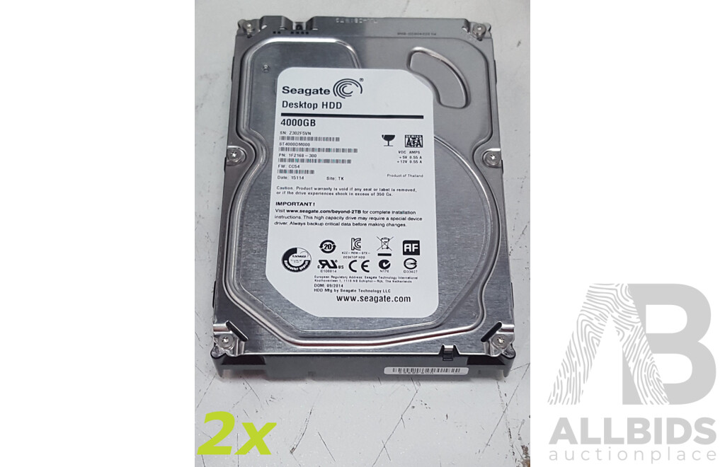 Seagate (ST4000DM000) 4TB SATA 5.9K 3.5-Inch Hard Drive - Lot of Two