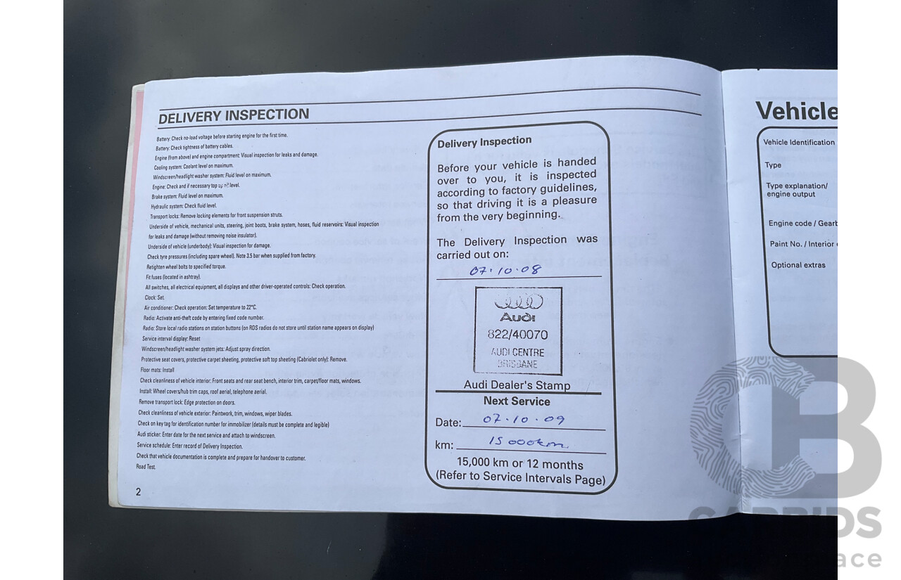 1/2008 Audi A4 2.0 TDI B8 (8K) 4d Sedan Brilliant Black Turbo Diesel 2.0L