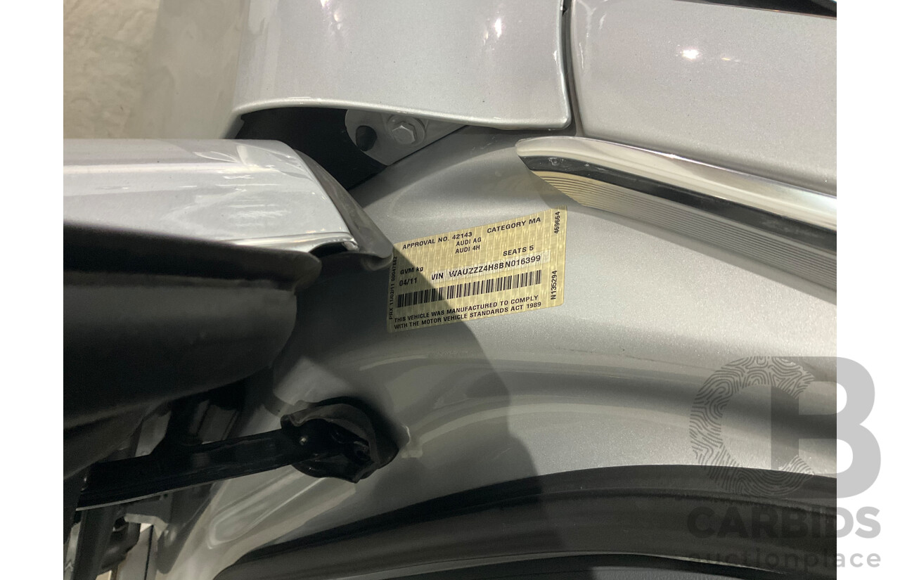 4/2011 Audi A8 L 4.2 TDI Quattro 4H 4d Sedan Ice Silver Metallic Twin Turbo Diesel V8 4.1L