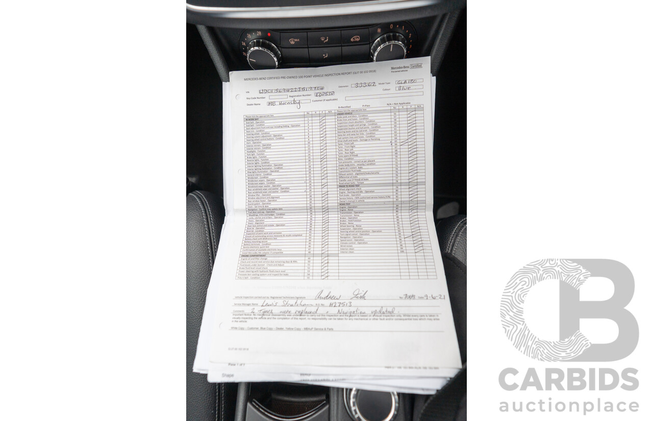 10/2018 Mercedes Benz GLA 180 X156 809MY 4d Wagon Cavansite Blue Metallic Turbo 1.6L