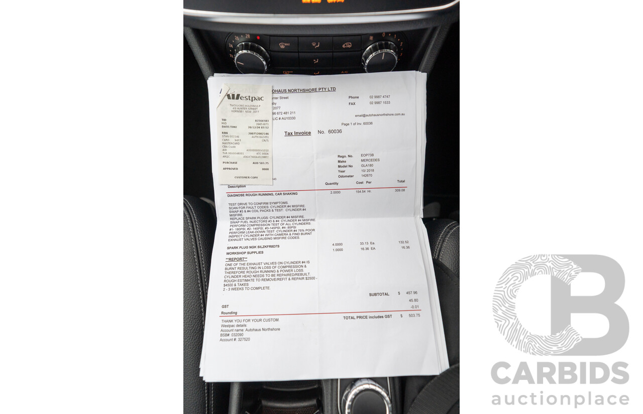 10/2018 Mercedes Benz GLA 180 X156 809MY 4d Wagon Cavansite Blue Metallic Turbo 1.6L