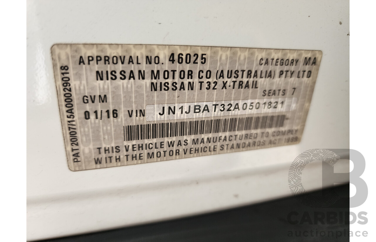 1/2016 Nissan X-Trail ST 7 SEAT (fwd) T32 4d Wagon White 2.5L