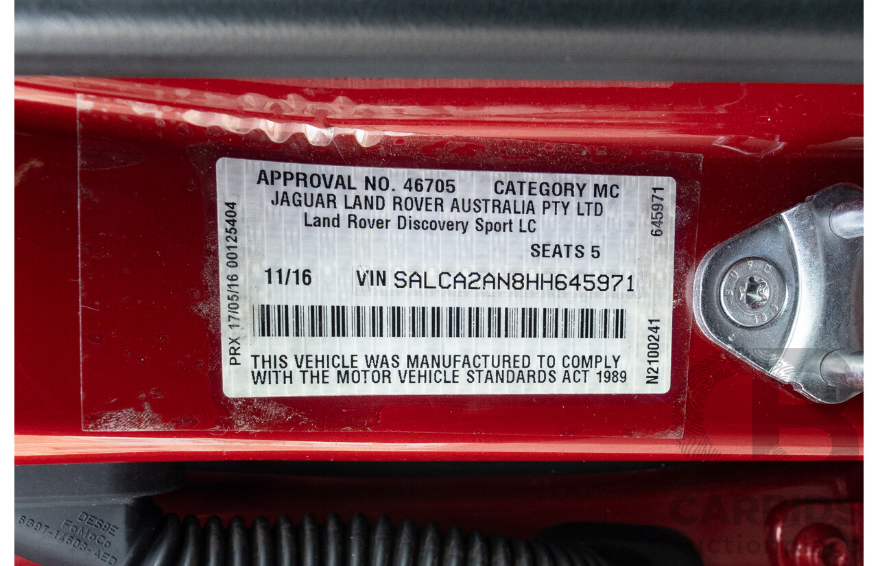 11/2016 Land Rover Discovery Sport TD4 180 HSE Dynamic (AWD) MY17 L550 4d Wagon Firenze Red Turbo Diesel 2.0L