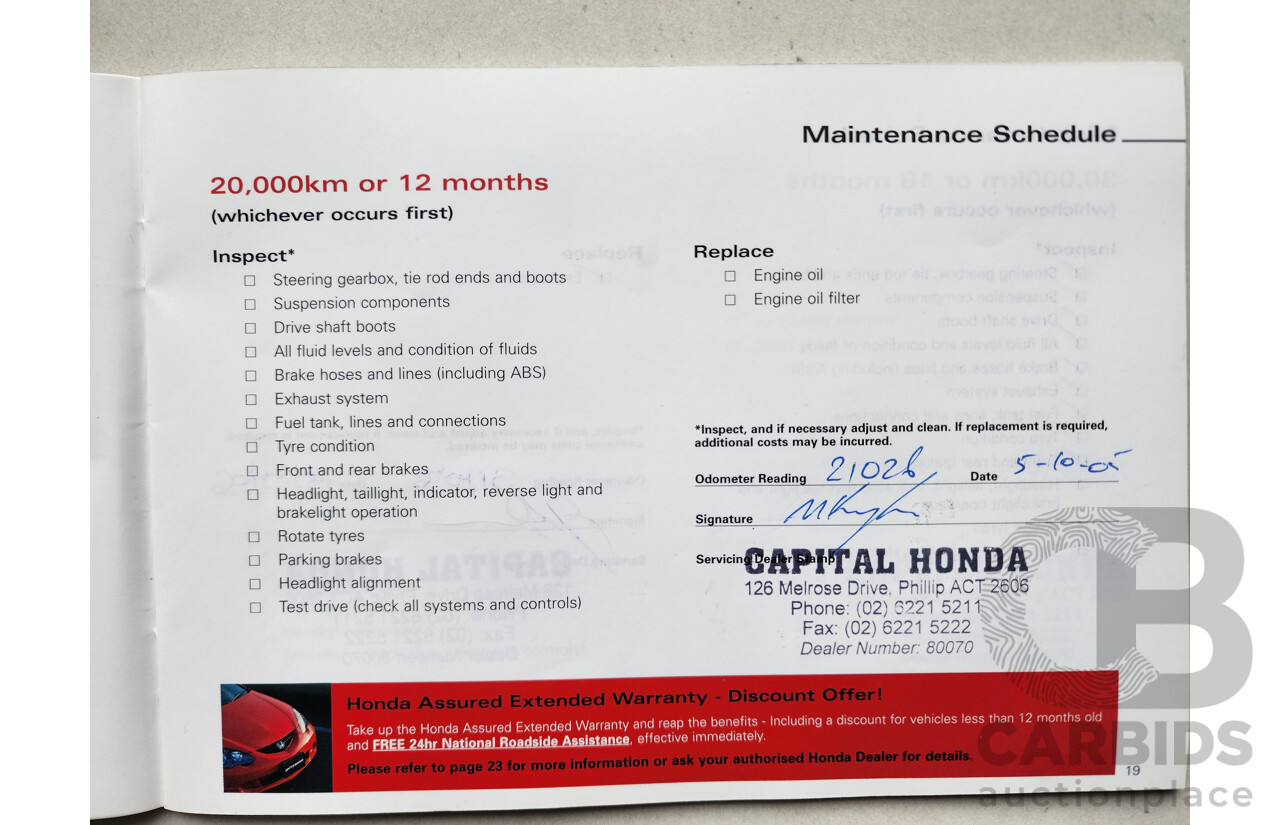 10/2004 Honda CRV (4x4) Sport MY04 4d Wagon Gold 2.4L