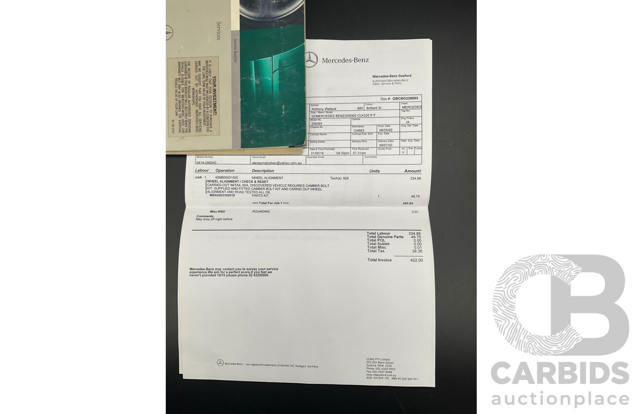 6/2002 Mercedes-Benz CLK320 Avantgarde 2d Coupe Brilliant Silver Metallic V6 3.2L