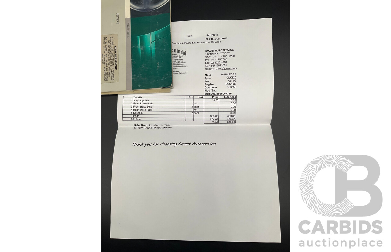 6/2002 Mercedes-Benz CLK320 Avantgarde 2d Coupe Brilliant Silver Metallic V6 3.2L