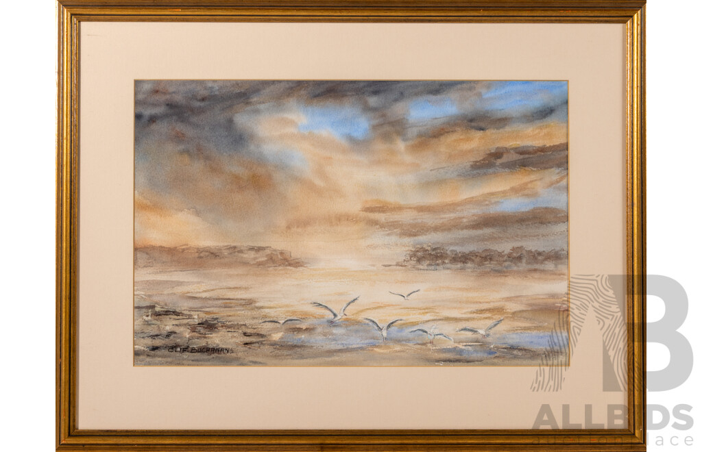 Clif Buchanan, (20th Century, Australian), Seagulls, Nice Original Vintage Watercolour, 54 x 71 cm (frame)