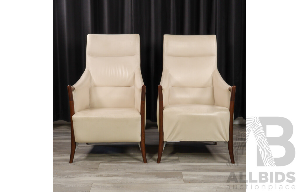 Pair of Modern Leather Upholstered Armchairs by Signways
