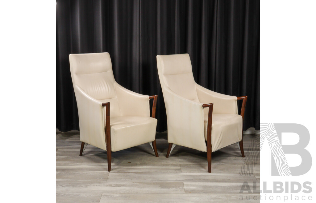 Pair of Modern Leather Upholstered Armchairs by Signways