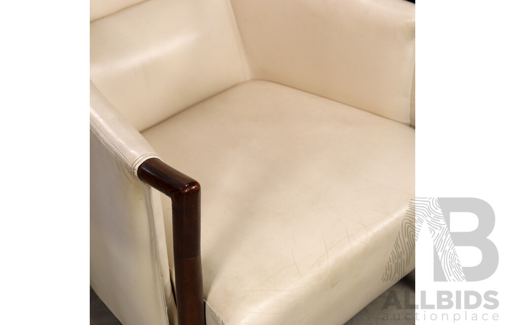 Pair of Modern Leather Upholstered Armchairs by Signways