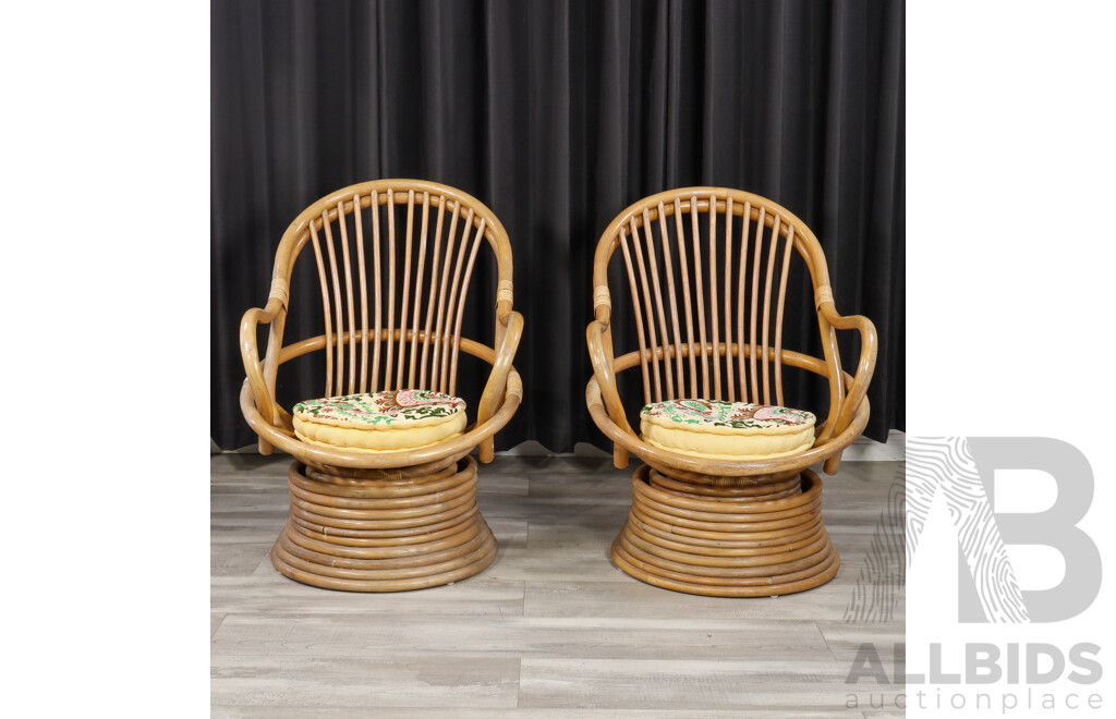 Good Pair of Bent Cane Swivel Tub Chairs