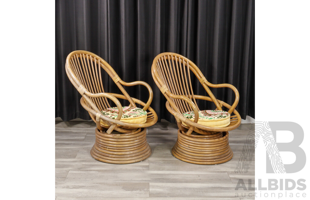 Good Pair of Bent Cane Swivel Tub Chairs