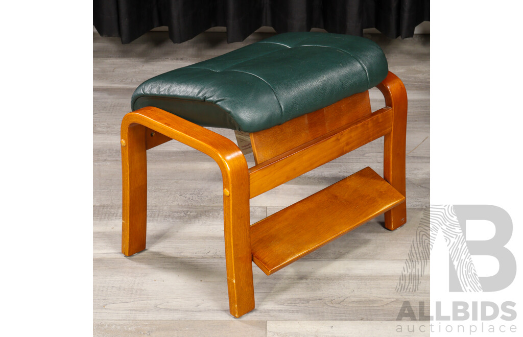 Timber Framed Recliner with Leather Upholstery and Footstool by Moran Furniture