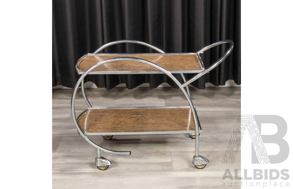 Art Deco Chrome Framed Drinks Trolley