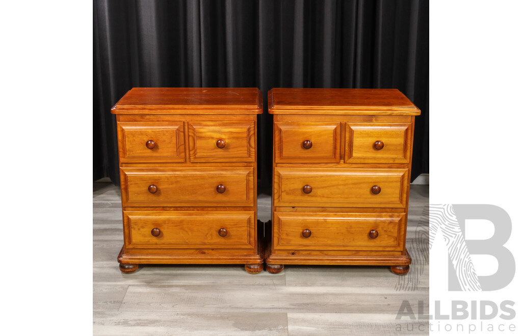Pair of Oversized Modern Pine Four Drawer Bedside Chests