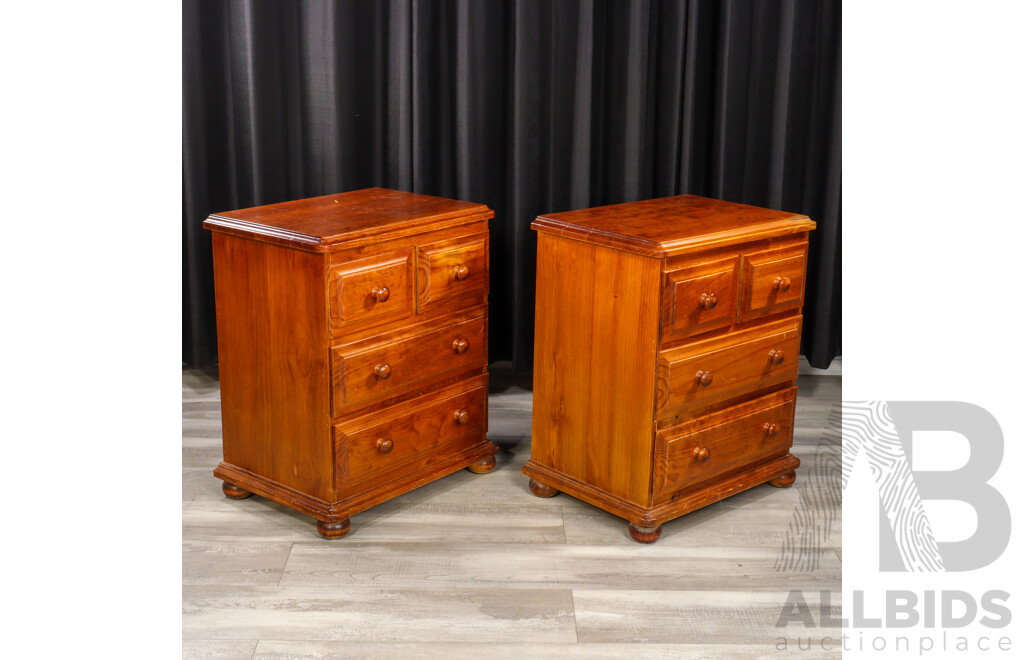 Pair of Oversized Modern Pine Four Drawer Bedside Chests