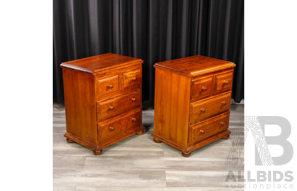 Pair of Oversized Modern Pine Four Drawer Bedside Chests