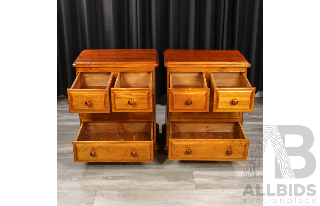 Pair of Oversized Modern Pine Four Drawer Bedside Chests
