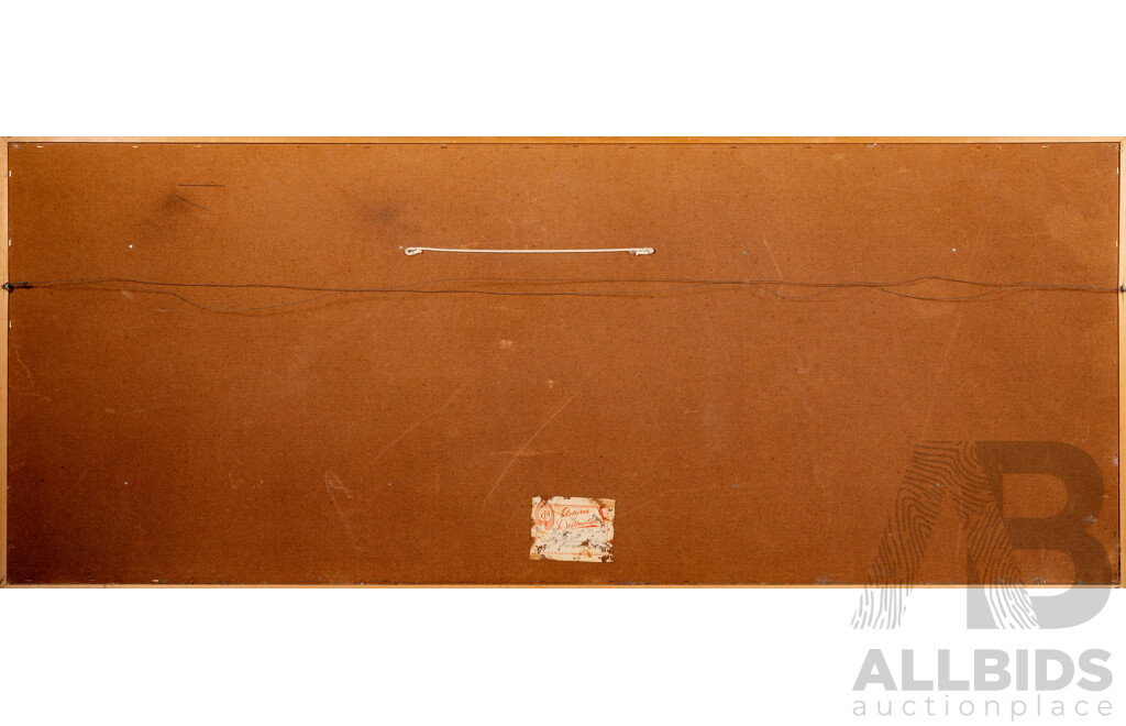 Behringer, (20th Century), Bridge in Paris, Impressive Mid Century Reproduction Colour Print of Original, 55 x 135 cm (frame)