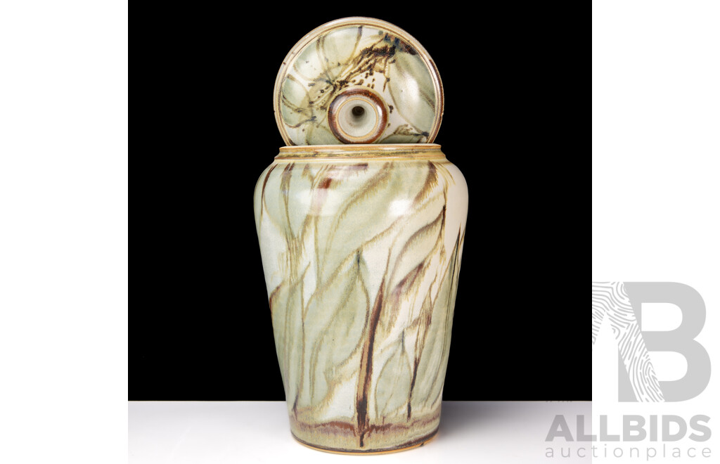 Hand Made Australian Studio Pottery Lidded Jar by Neville Wilson of Maldon Pottery Victoria