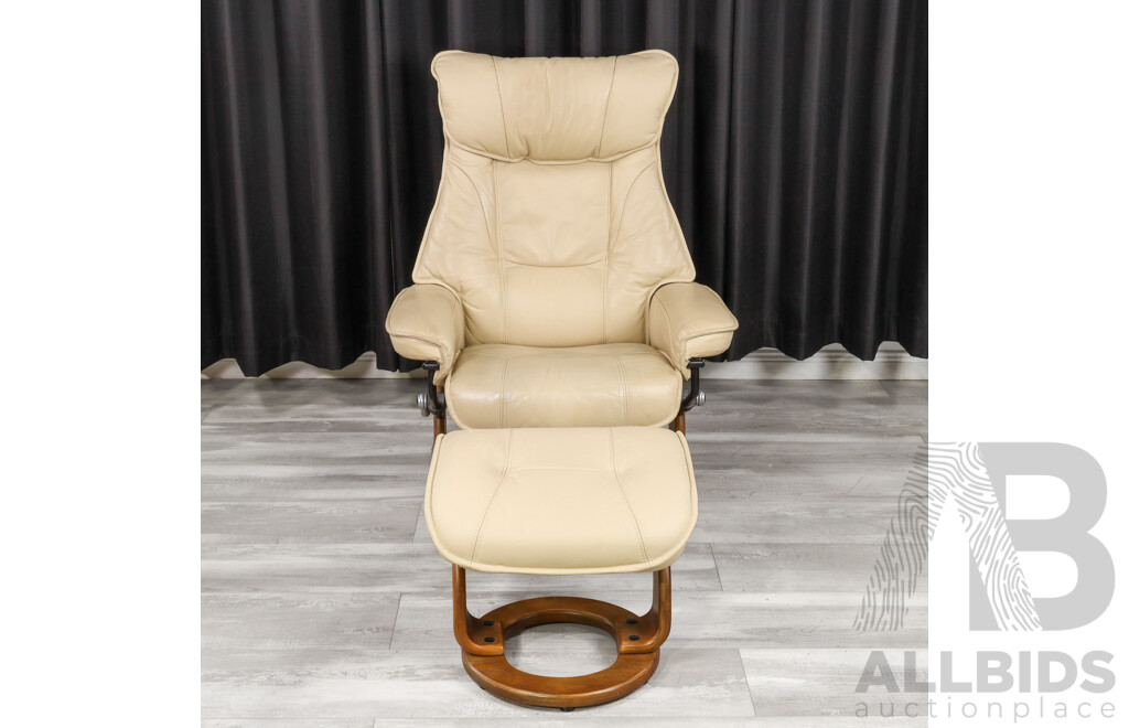 Modern Leather Recliner and Footstool by Recline & Relax Furniture