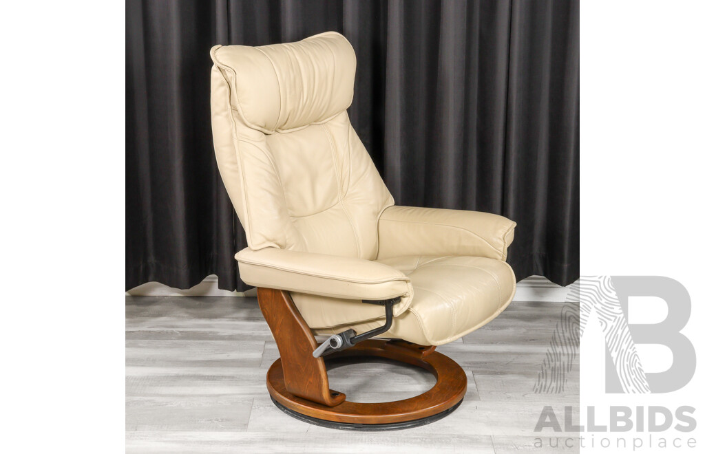 Modern Leather Recliner and Footstool by Recline & Relax Furniture